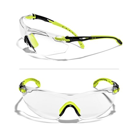 DEFENDER SAFETY OPTIFENSE VS3 Anti Fog, AntiScratch, Premium CLEAR Safety Glasses, ANSI Z87  Safety Yellow OF-VS3-07